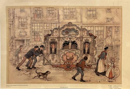 Art work by Anton Pieck Scena Teatrale  - print paper 